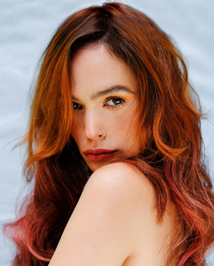 model with long reddish ginger hair